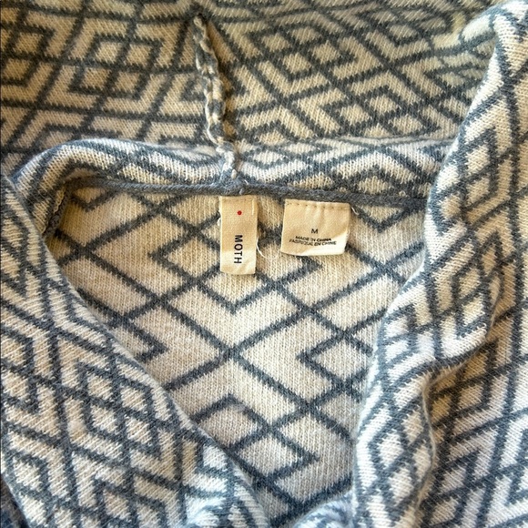 Anthropologie Moth Cowl Neck Sweater M | Gray Geometric Alpaca Blend Pullover - Picture 5 of 6